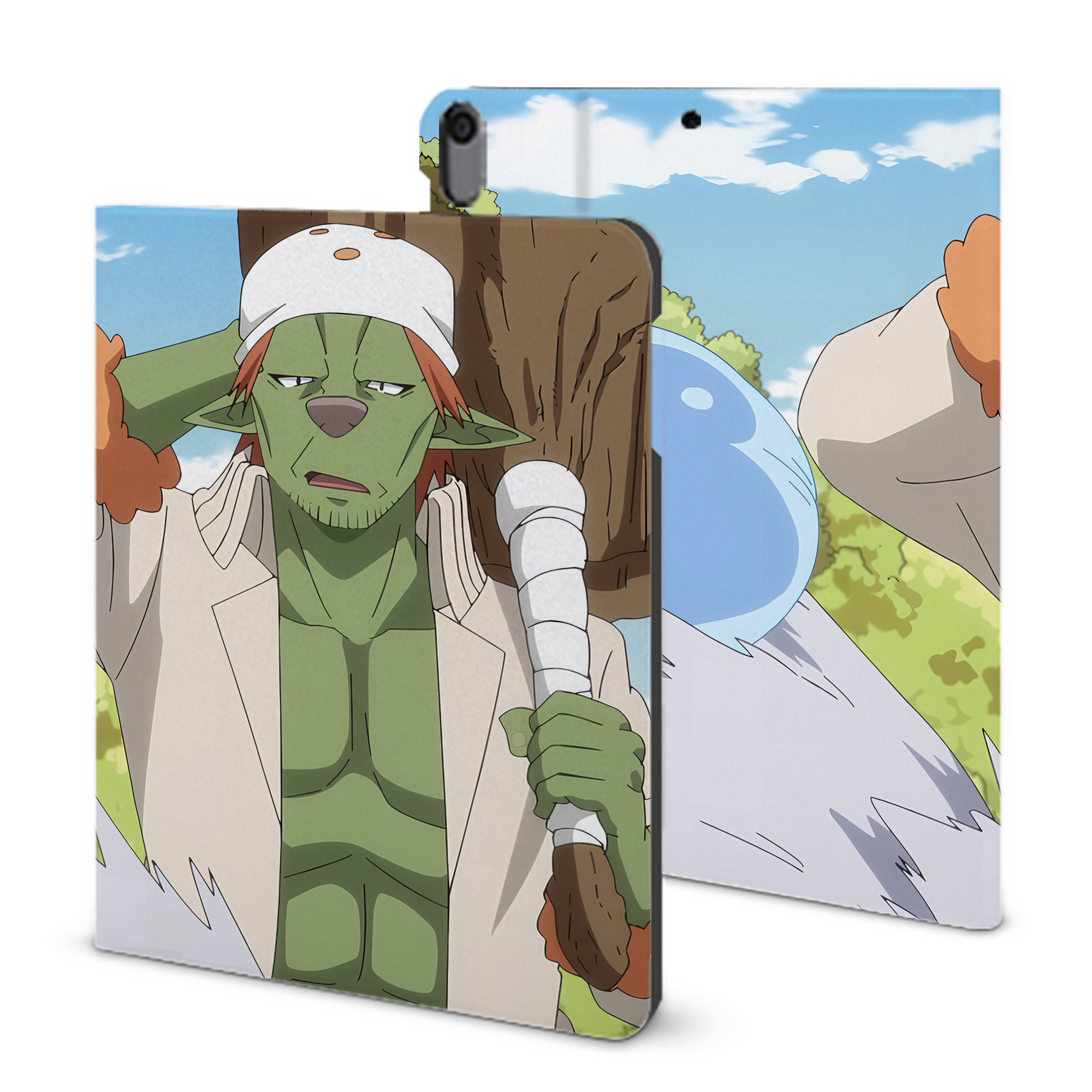 （画像用） 転スラ Regarding Reincarnated to Slime IPad ケース ブック型 PUレザー TPU 耐衝撃 軽量 薄型 ペン収納なし 全面保護 IPad 各モデル対応
